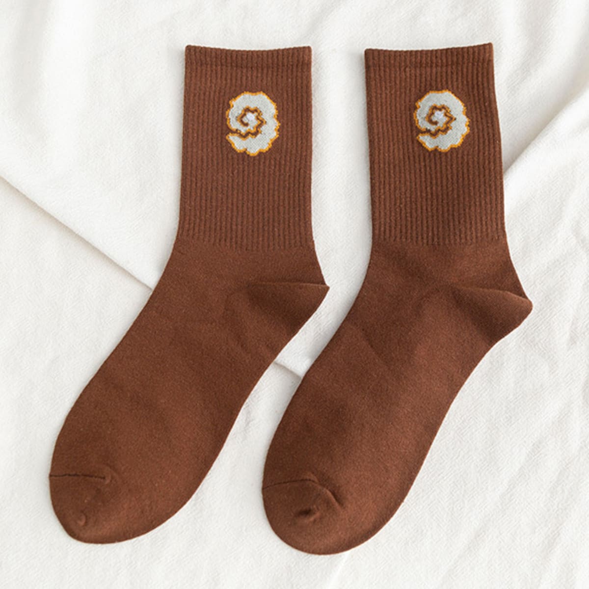 

Graphic Crew Socks, Brown