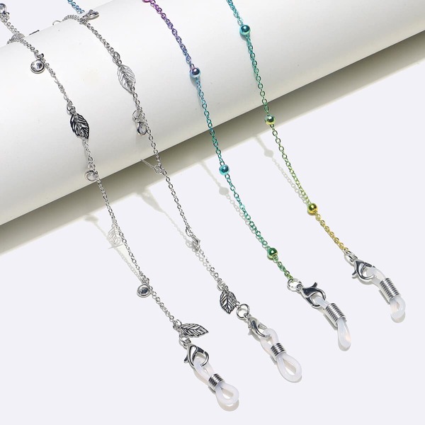 

2pcs Leaf Decor Glasses Chain, Multicolor