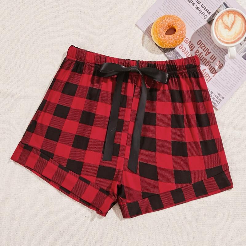 

Plaid Print Bow Front Sleep Shorts, Multicolor