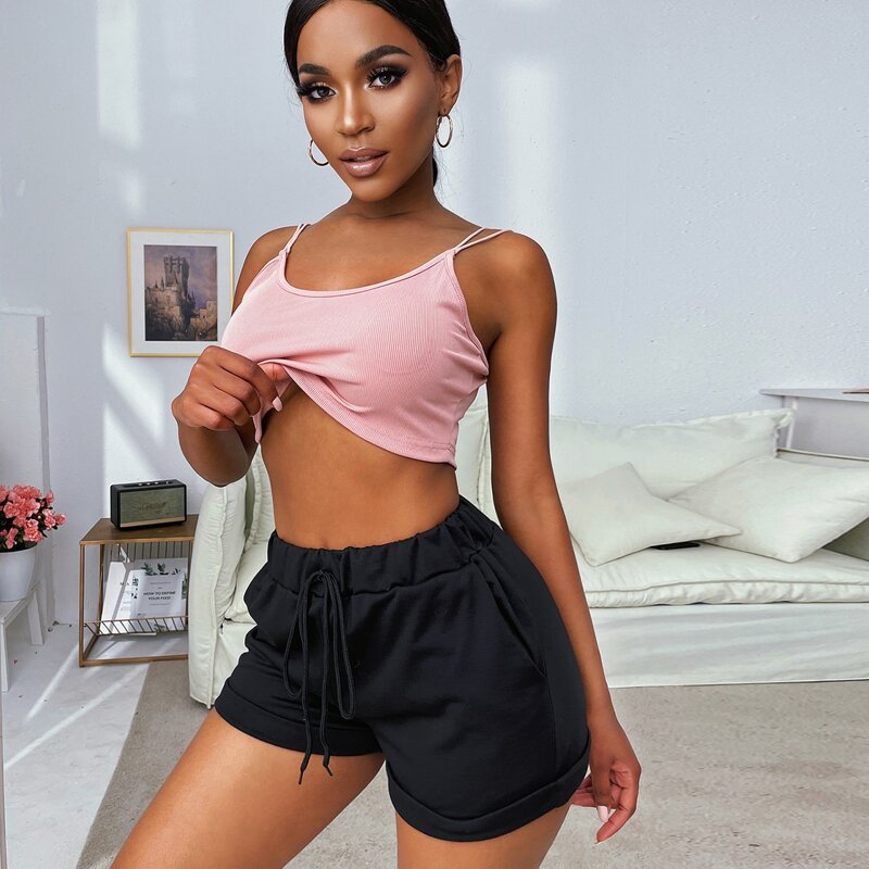 

Ribbed Knot Front Cami PJ Set, Multicolor