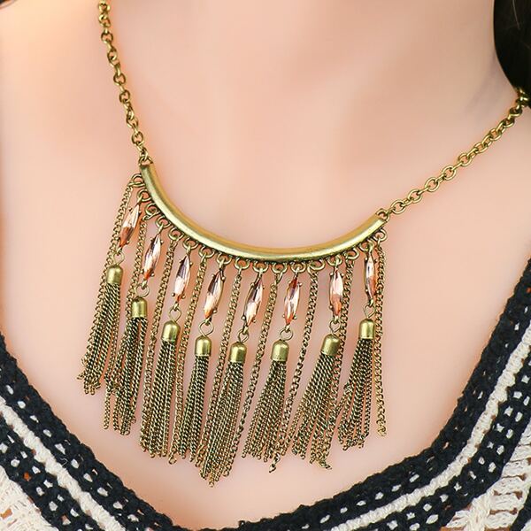 

Metal Tassel Charm Necklace, Ancient bronze