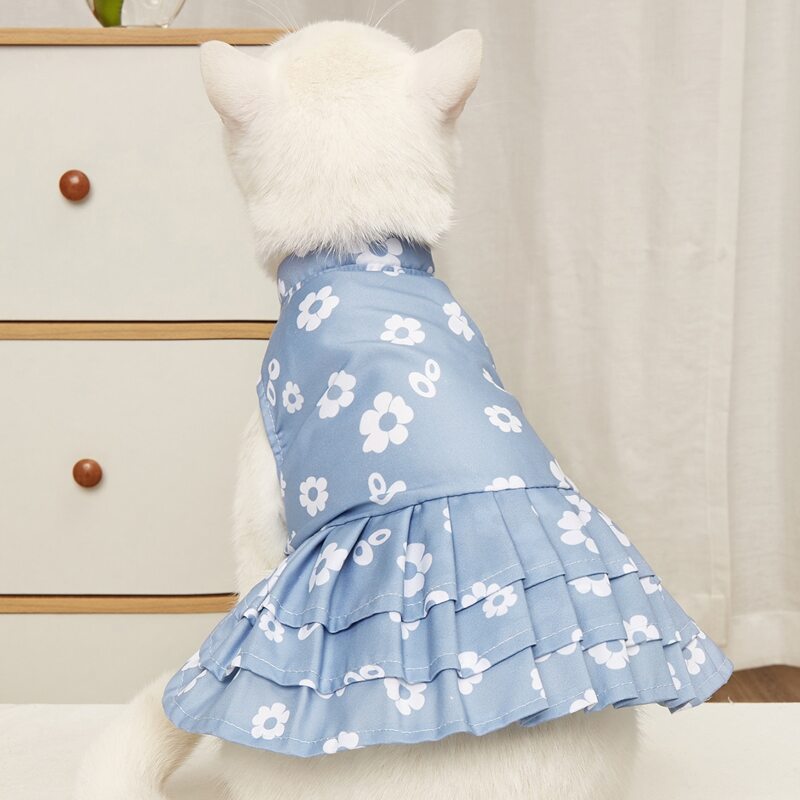 

Flower Print Pet Dress, Blue