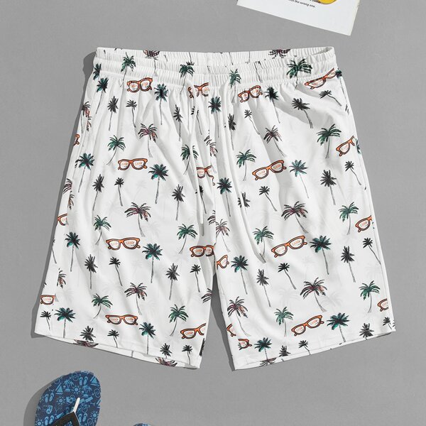 

Men Palm Tree Shorts, White