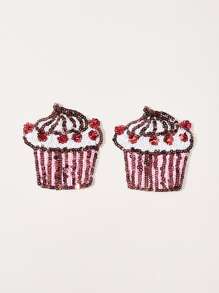 1pair Plus Sequin Cupcake Nipple Cover - Multicolor - View 1