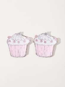 1pair Plus Sequin Cupcake Nipple Cover - Multicolor - View 2