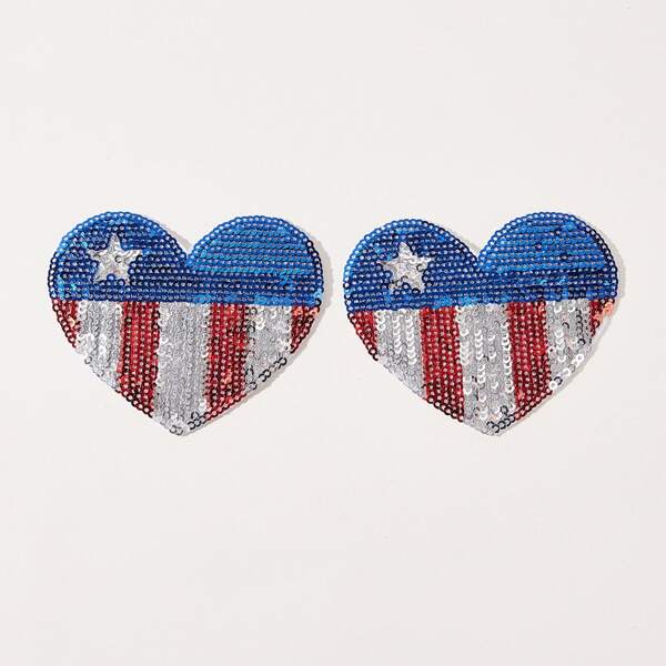 

1pair Plus Sequin Heart Nipple Cover, Multicolor