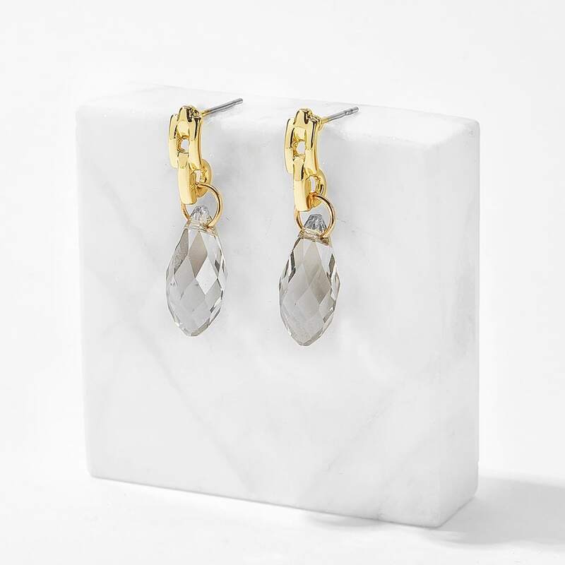 

Crystal Dangle Earrings, Gold