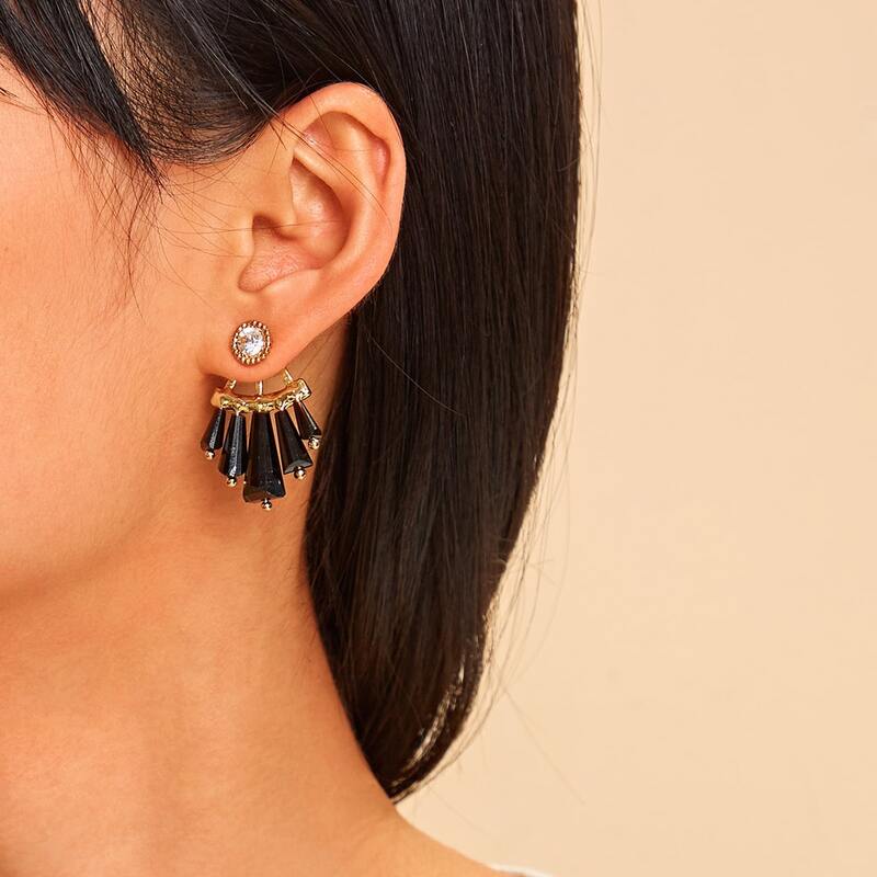

Rhinestone Earring Jacket, Black
