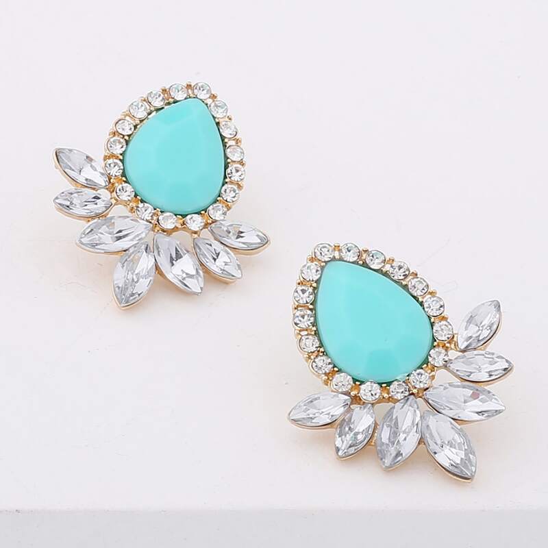 

Rhinestone Stud Earrings, Blue