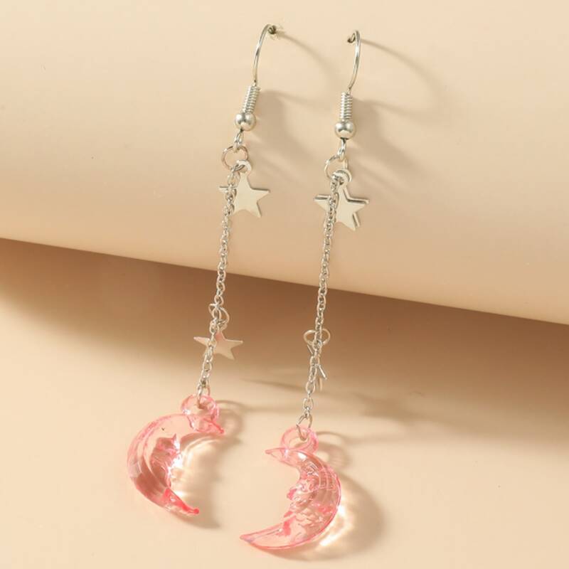 

Star & Moon Drop Earrings, Silver