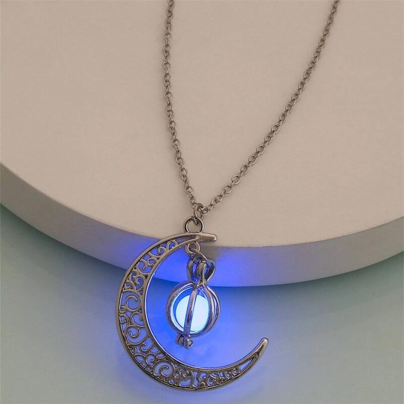 

Luminous Moon Pendant Necklace, Silver
