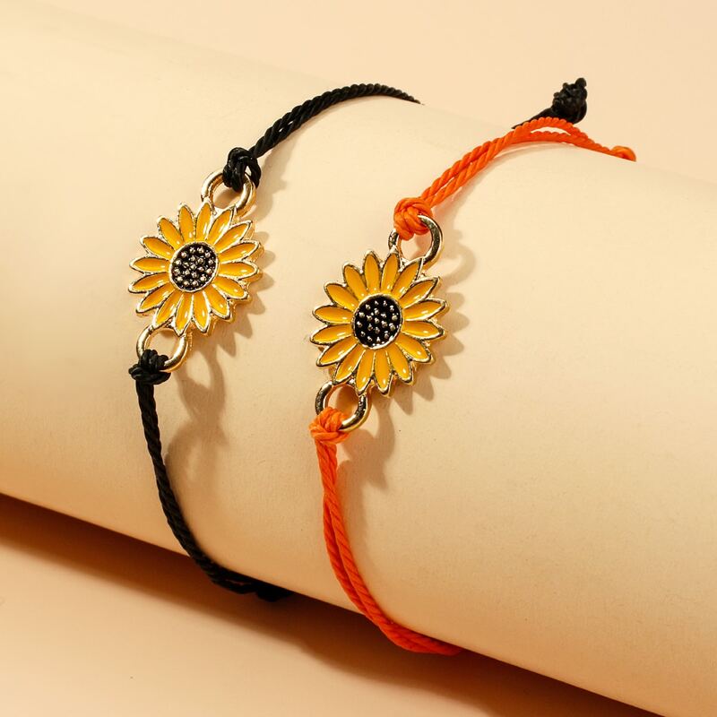 

2pcs Daisy Rope Bracelet, Multicolor