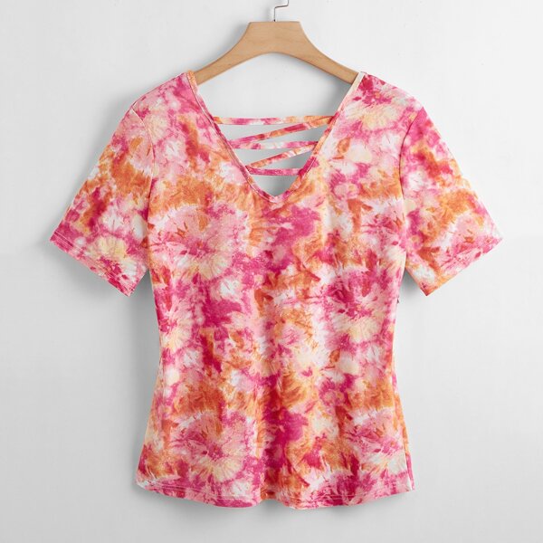 

Plus Tie Dye Crisscross Tee, Multicolor