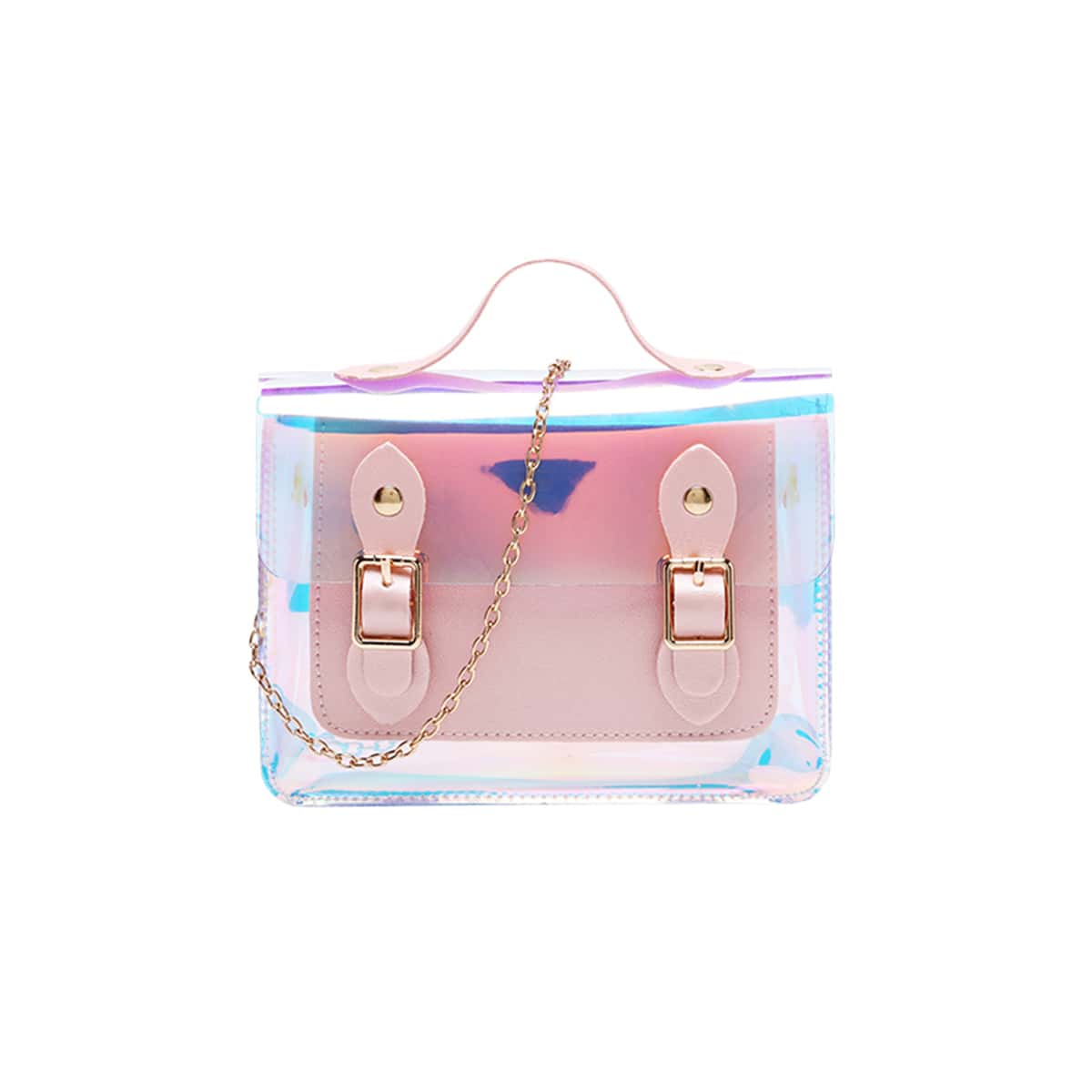 

Holographic Chain Satchel Bag, Multicolor