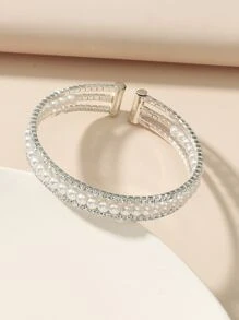Đồ trang trí Rhinestone & Faux Pearl  Vòng tay - Bạc - Xem 5