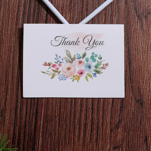 

10pcs Flower Print Greeting Card, Multicolor