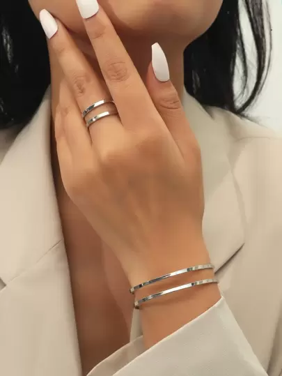 Pulsera Y Anillo De Brazalete Ahuecados