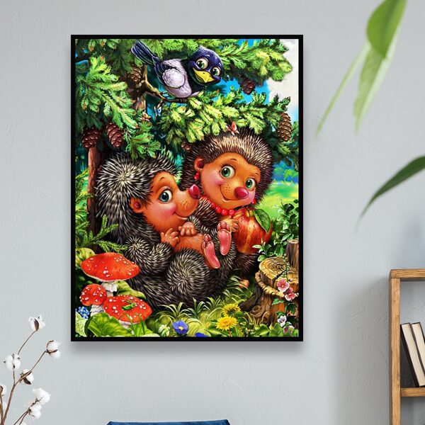 

Hedgehog Print DIY Diamond Unframed Painting, Multicolor
