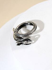 1枚复古龙形可调节戒指，男女通用 - 復古銀色 - 查看 2