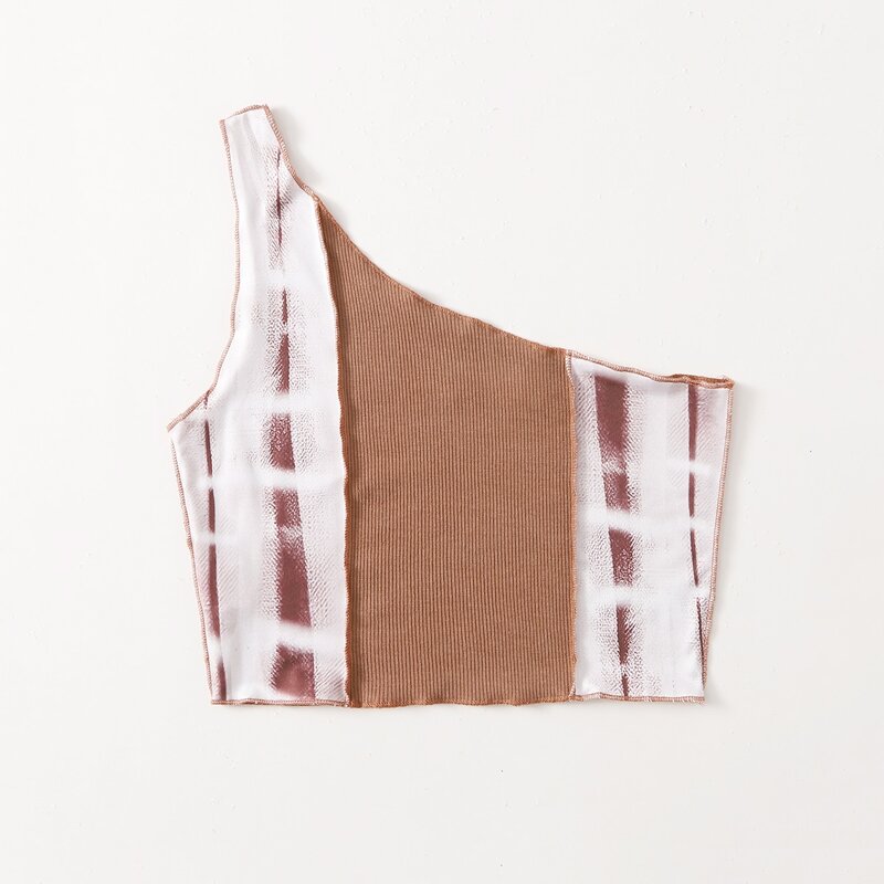 

Contrast Tie Dye One Shoulder Crop Top, Multicolor