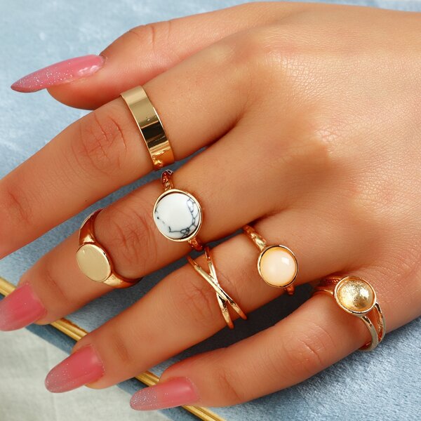 

6pcs Round Decor Ring, Multicolor