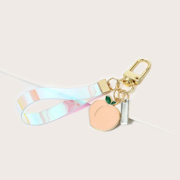 

Peach Design Holographic Detail Bag Charm, Pink