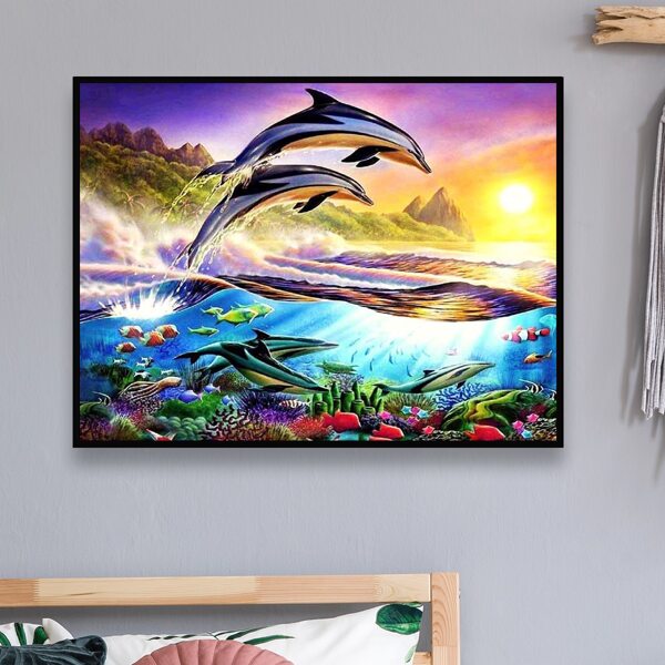 

Dolphin Print DIY Diamond Unframed Painting, Multicolor
