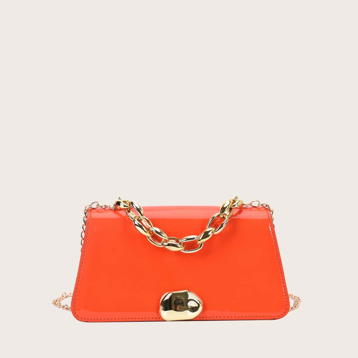 

Solid Chain Satchel Bag, Orange