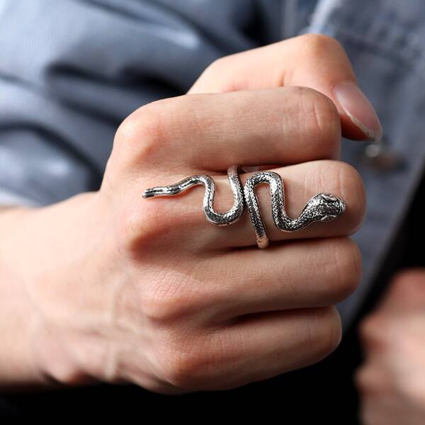 

Men Snake Design Ring, Silver