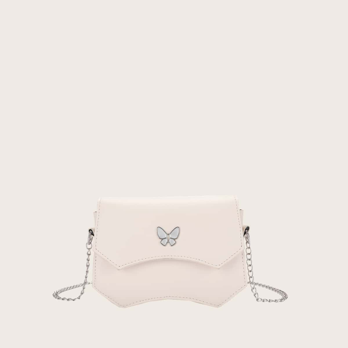 

Butterfly Chain Crossbody Bag, White