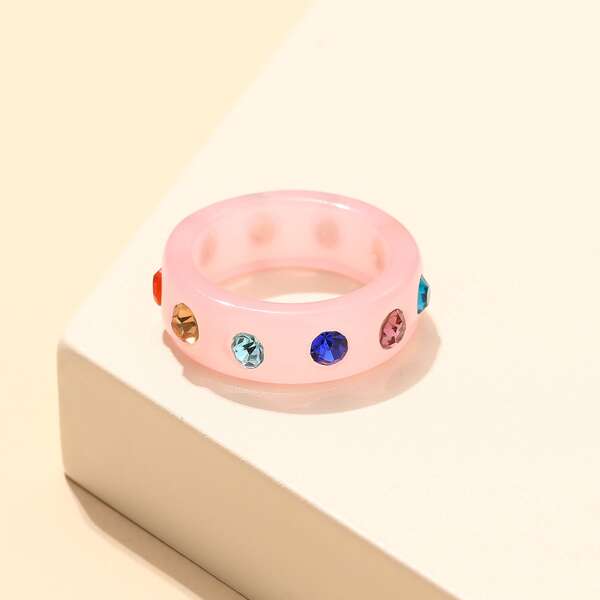 

Rhinestone Decor Ring, Pink