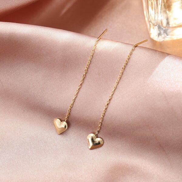 

Heart Decor Drop Earrings, Gold