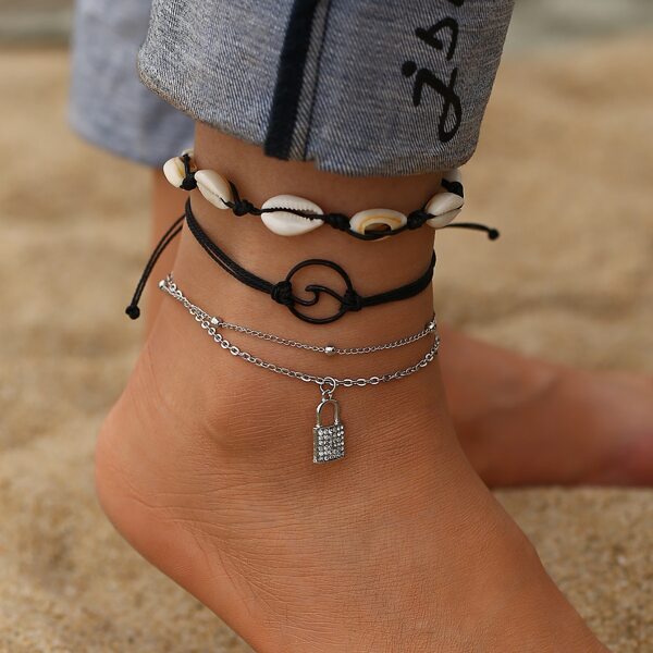 

4pcs Shell Decor Anklet, Multicolor