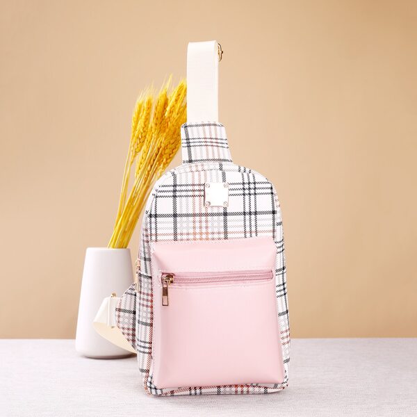 

Tartan Sling Bag, Baby pink