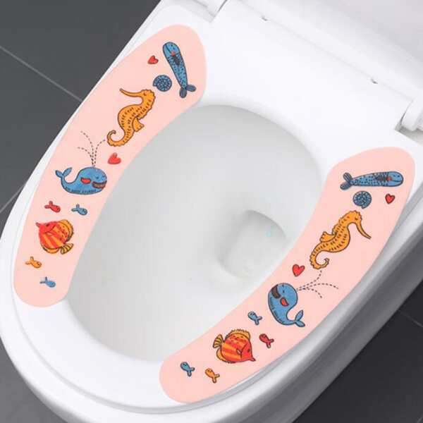 

1pair Cartoon Graphic Toilet Seat Sticky Cushion, Multicolor