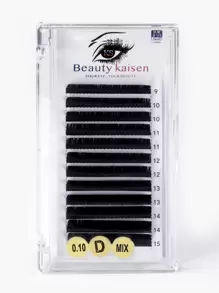 12 de dos líneas tank, curvatura D naturalmente suave, 0,10 mm, 9-15 mm, pestañas postizas de injerto hechas a mano mixtas - Negro - Ver 1