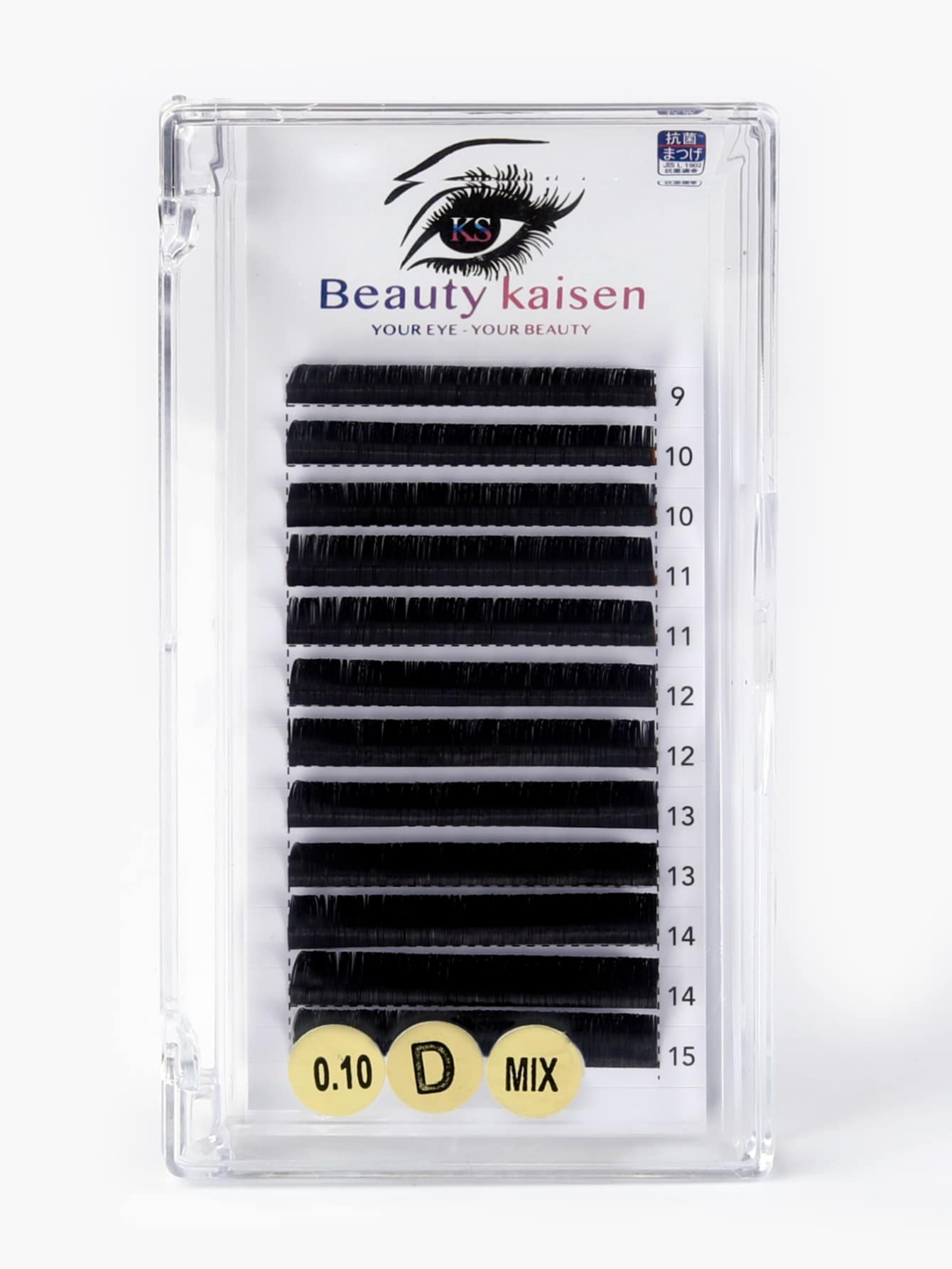 12 de dos líneas tank, curvatura D naturalmente suave, 0,10 mm, 9-15 mm, pestañas postizas de injerto hechas a mano mixtas - Negro - Ver 1