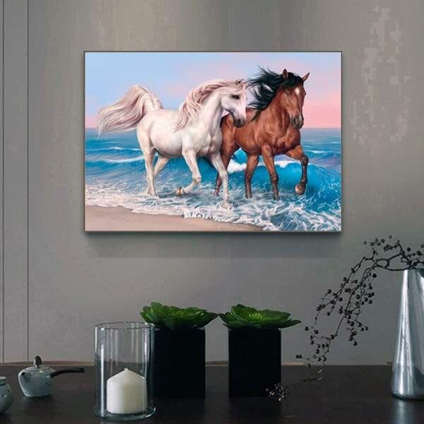 

Horse Print DIY Diamond Unframed Painting, Multicolor