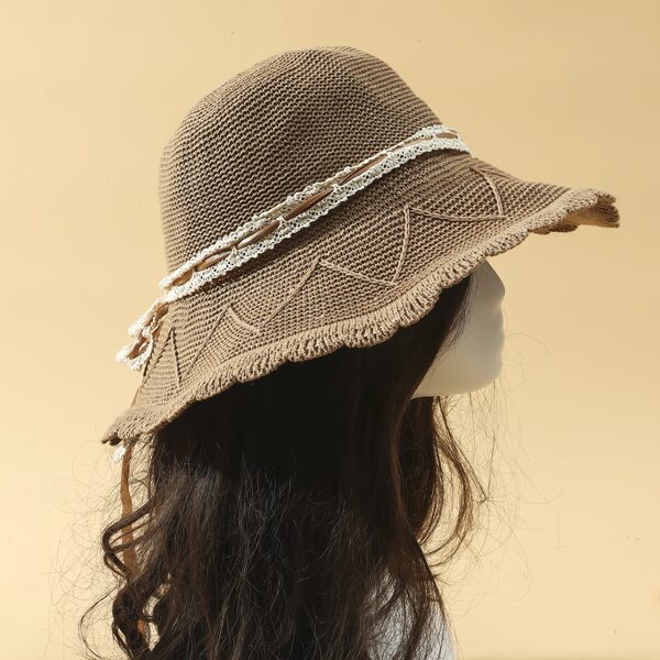 

Scallop Trim Sun Hat, Khaki