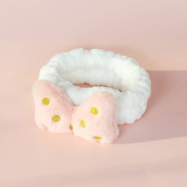 

1pc Bow Decor Bath Headband, White