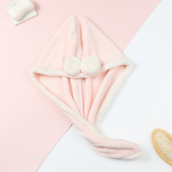 

1pc Bow Decor Hair Drying Cap, Pink