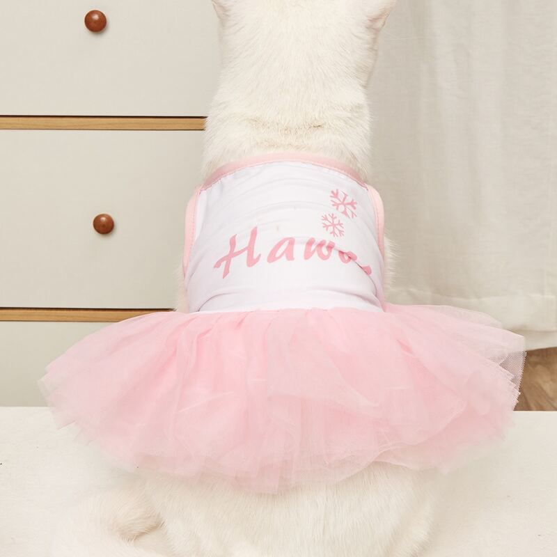 

Letter Graphic Mesh Pet Dress, Baby pink
