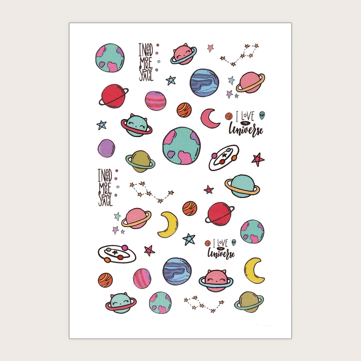 

1sheet Cartoon Planet Nail Art Sticker, Multicolor