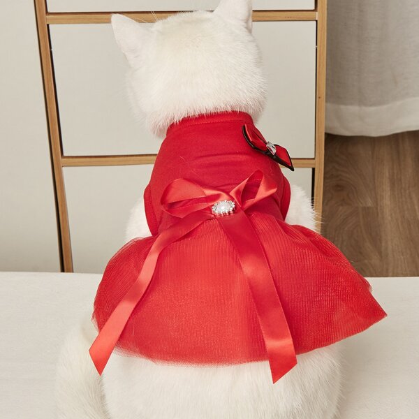 

Bow Decor Pet Dress, Red