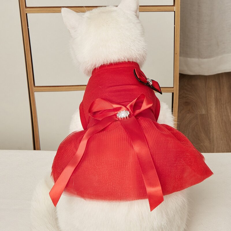 

Bow Decor Pet Dress, Red