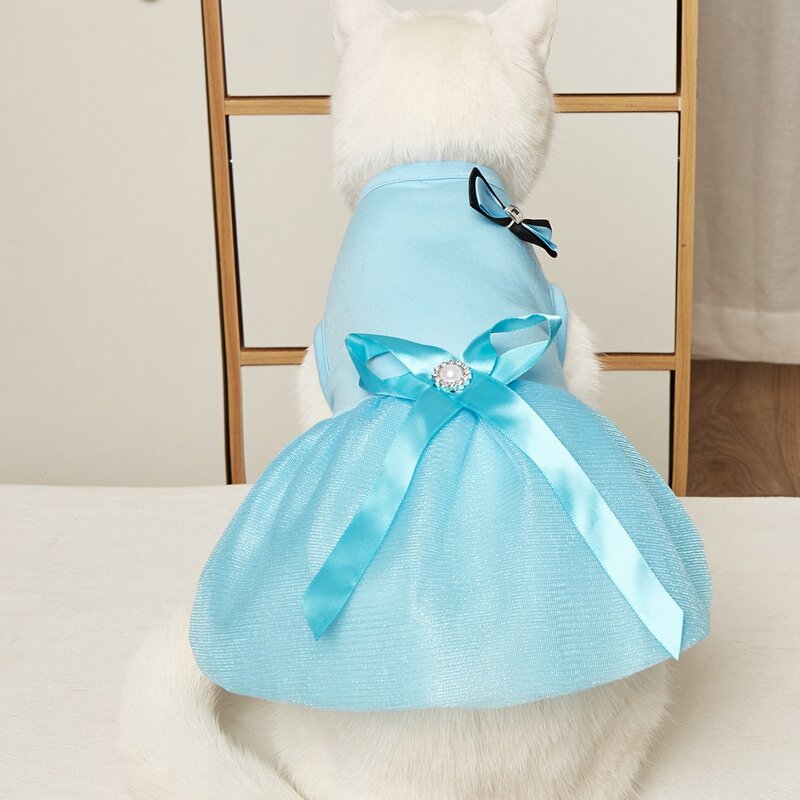 

Bow Decor Pet Dress, Baby blue