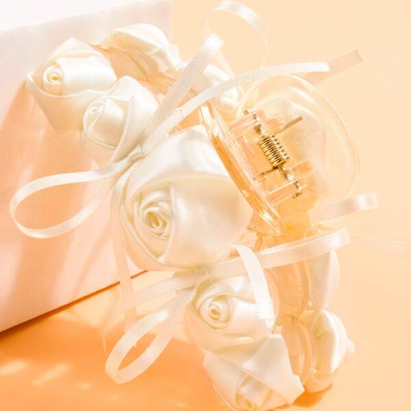 

Flower Decor Hair Claw, White