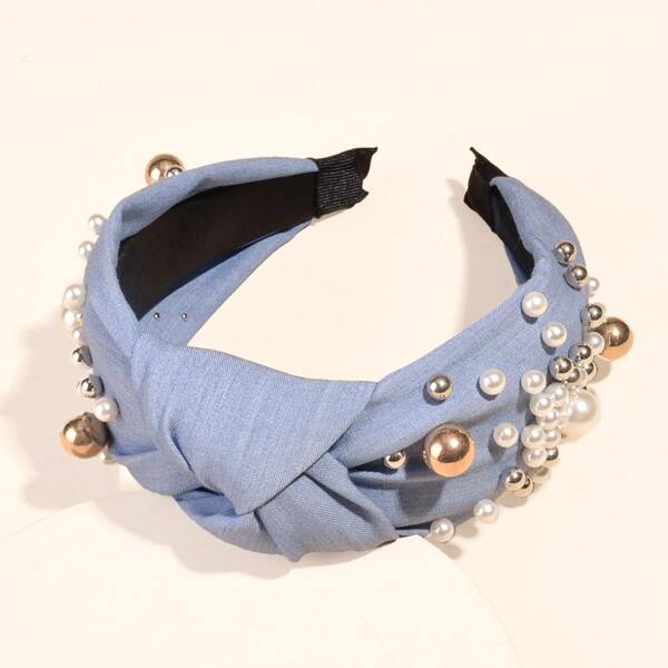

Faux Pearl Decor Hair Hoop, Blue