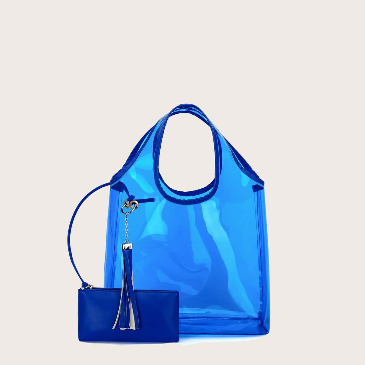 

Tassel Clear Tote Bag, Blue