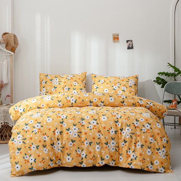 

Flower Print Duvet Cover Set Without Filler, Multicolor
